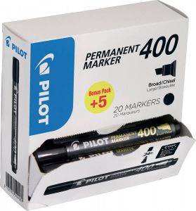 Pilot permanent marker 400 XXL doos met 15 + 5 stuks zwart