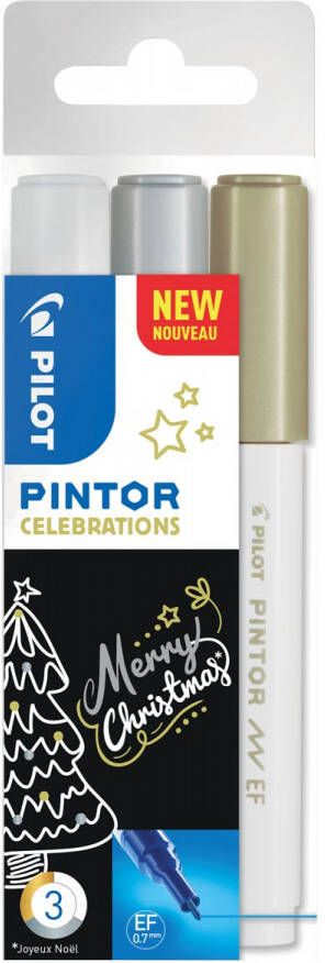 Pilot Pintor Celebrations marker extra fijn blister van 3 stuks in geassorteerde kleuren