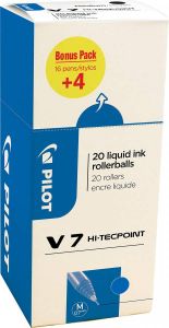 Pilot roller Hi-Tecpoint V7 0 5 mm blauw value pack met 16 + 4 stuks