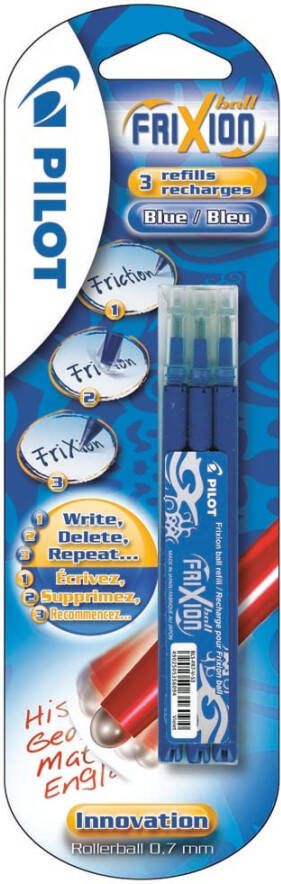 Pilot vulling Frixion Ball en Frixion Ball Clicker blister van 3 stuks blauw