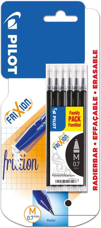 Pilot vulling voor Frixion Ball en Frixion Ball Clicker zwart etui met 6 stuks op blister