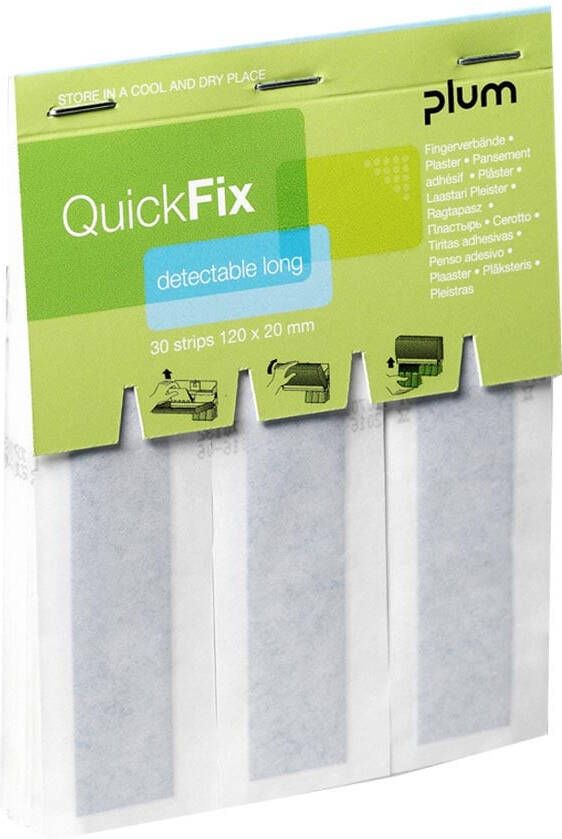 Plum QuickFix navulling voor pleisterautomaat 30 detecteerbare blauwe pleisters extra lang