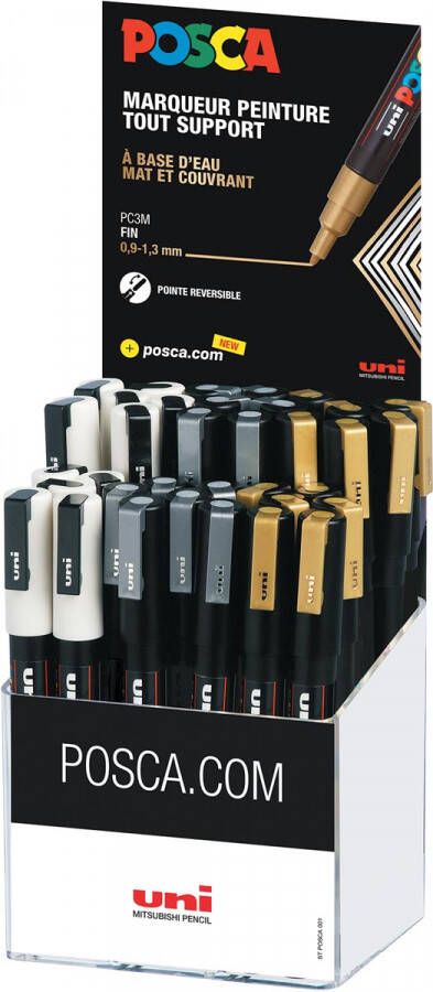 Posca paintmarker PC-3M display van 36 stuks in geassorteerde kleuren