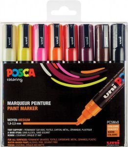 Posca paintmarker PC-5M set van 8 markers in geassorteerde warme kleuren