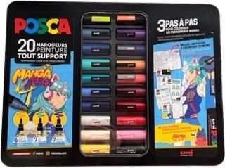 Posca paintmarkers metalen doos van 20 stuks assorti ontwerp Manga