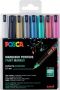 Posca Uni paintmarker PC-1MC 0 7 mm etui met 8 stuks in geassorteerde metallic kleuren - Thumbnail 1
