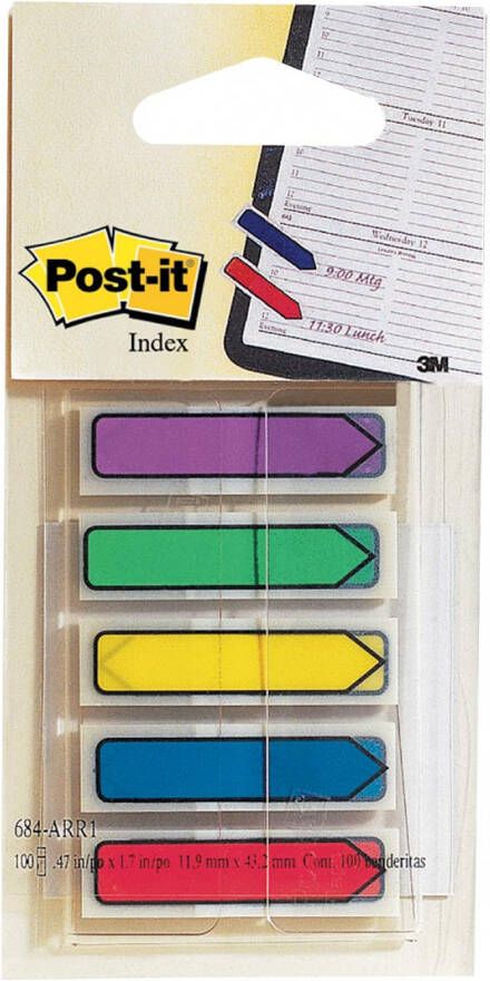 Post-It Index pijltjes blister met 5 kleuren 24 blaadjes per kleur