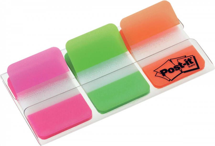 Post-It Index Strong ft 25 4 x 38 mm set van 3 kleuren (roze groen en oranje) 22 tabs per kleur
