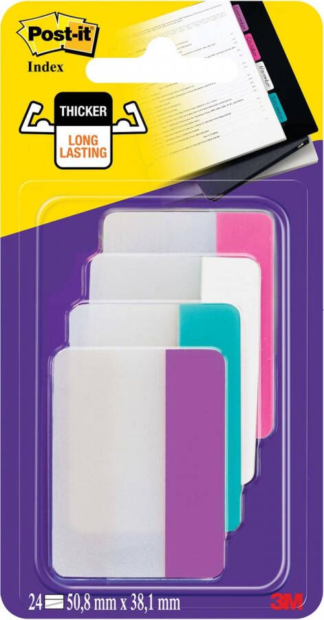 Post-It Index Strong ft 38 x 50 8 mm blister met 4 kleuren 6 tabs per kleur