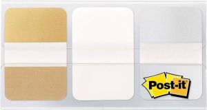 Post-It Index Strong Metallic ft 25 4 x 38 mm set van 3 kleuren (goud wit en zilver)