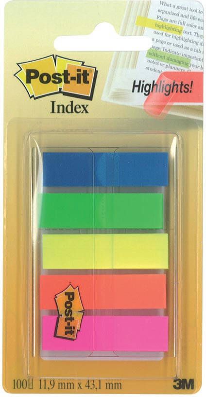 Post-It Index translucent ft 11 9 x 43 2 mm houder met 20 tabs in 5 verschillende kleuren