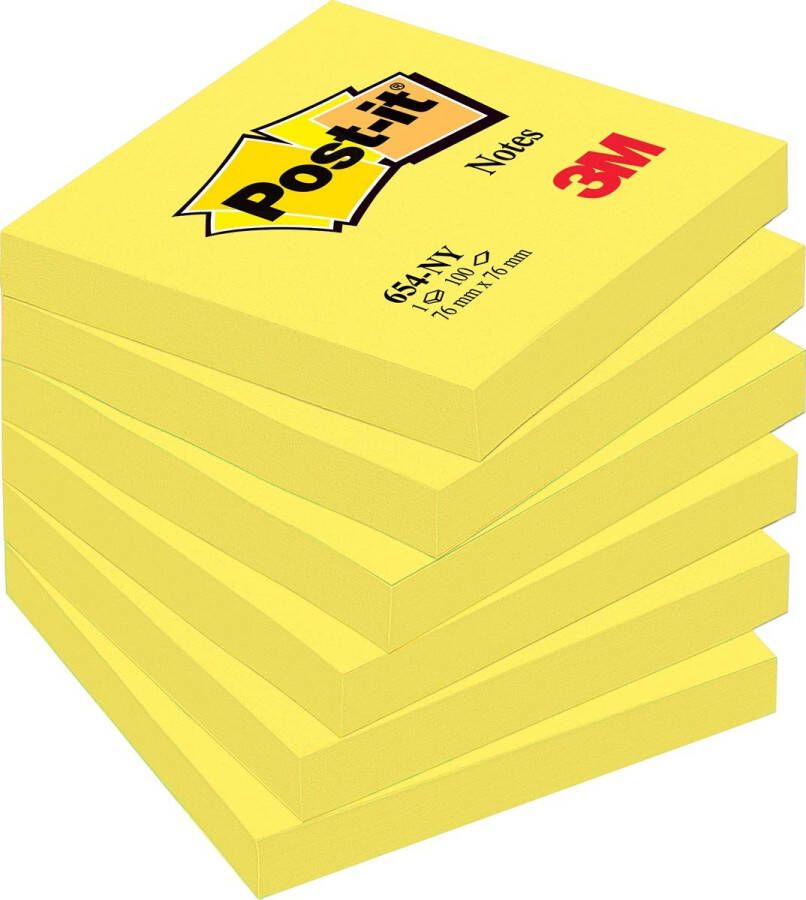 Post-it Memoblok 3M Post it 654 76x76mm neon geel