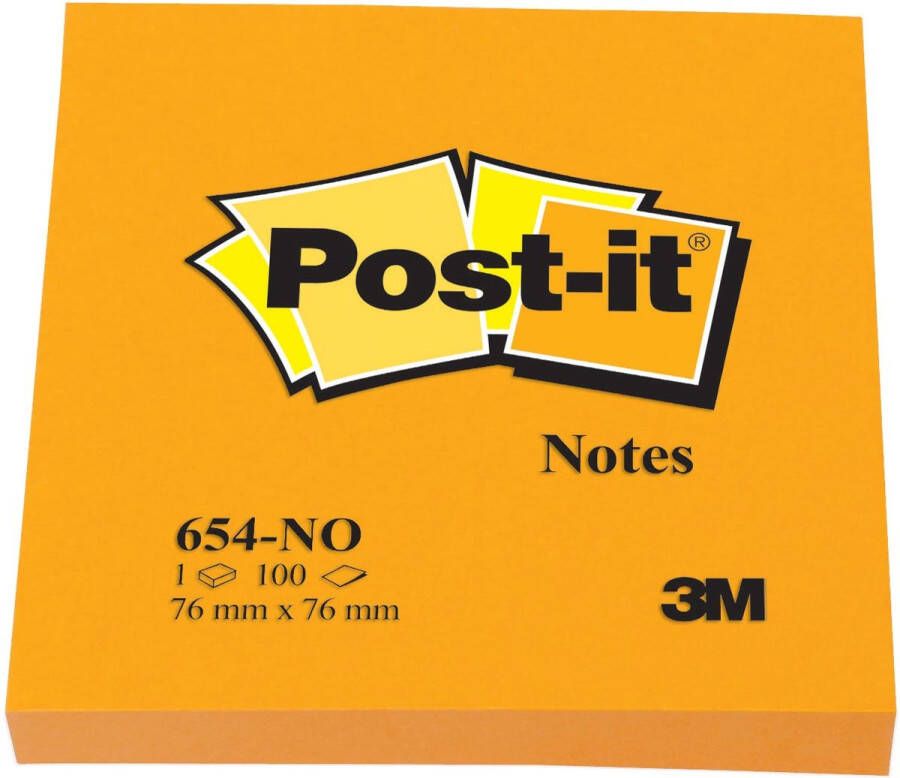 Post-it Memoblok 3M Post it 654 76x76mm neon oranje