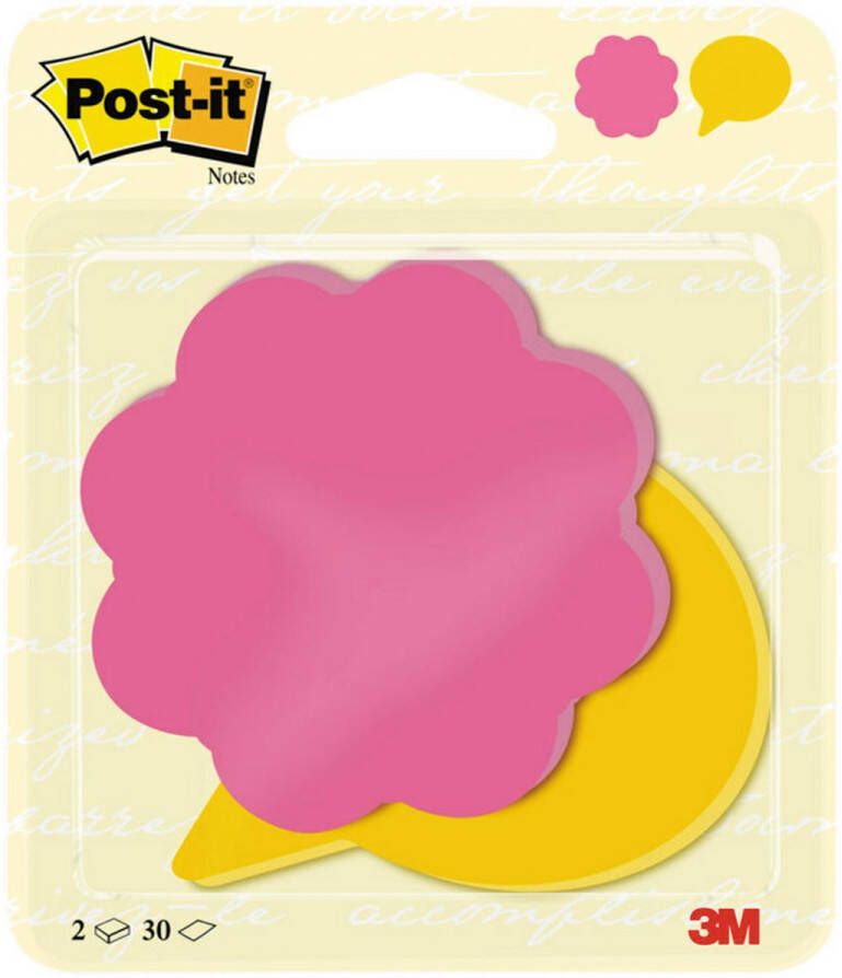 Post-It Notes 2 x 30 vel ft 72 5 x 72 2 mm bloem power roze en tekstballon ultrageel