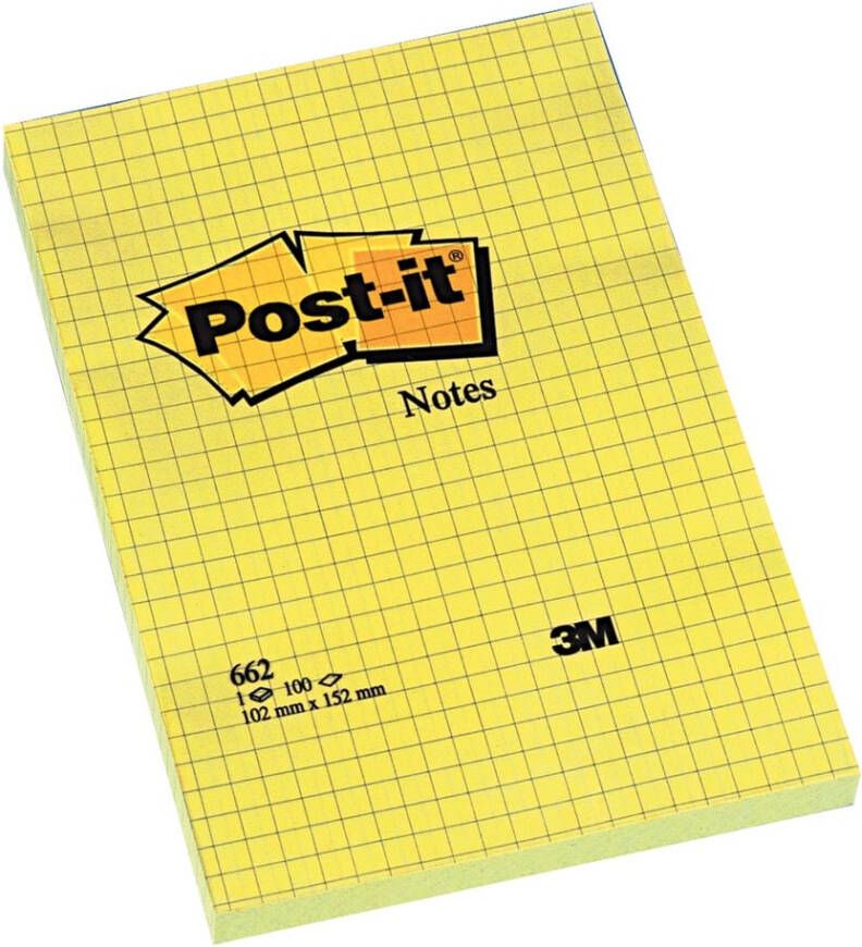 Post-It Notes ft 102 x 152 mm geel geruit blok van 100 vel