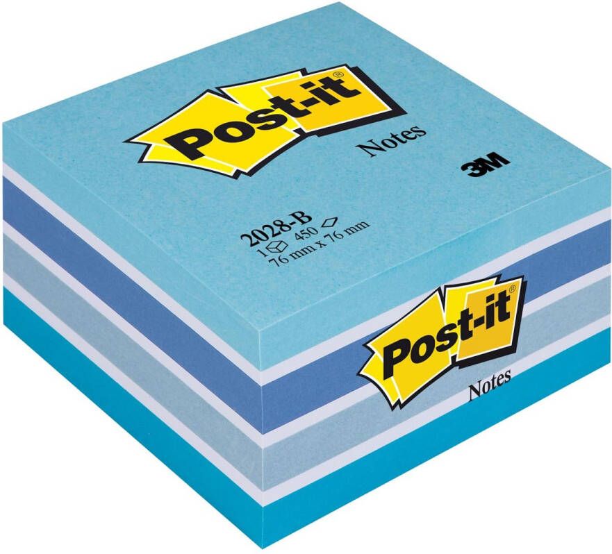 3M Post-it Memoblok 3M Post it 2028B kubus 76x76mm aqua blauw