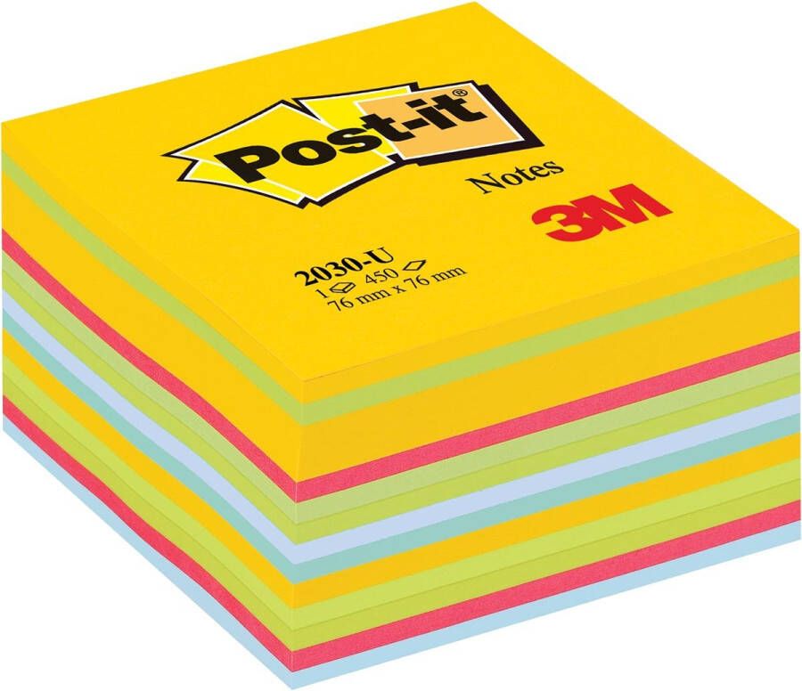 Post-It Notes kubus 450 vel ft 76 x 76 mm geassorteerde kleuren ultra