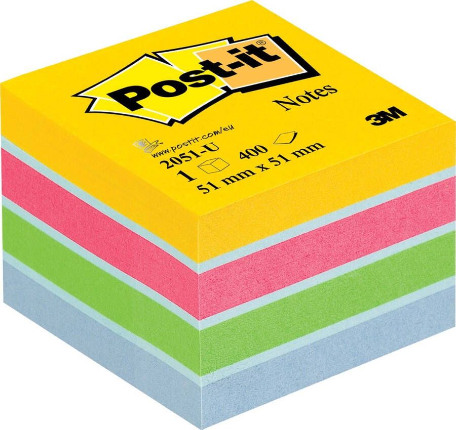 Post-It Notes mini kubus 400 vel ft 51 x 51 mm geassorteerde kleuren - Foto 2