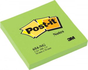 Post-it Memoblok 3M Post it 654 76x76mm neon groen