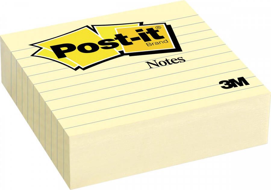 Post-It Notes ft 101 x 101 mm geel gelijnd blok van 300 vel