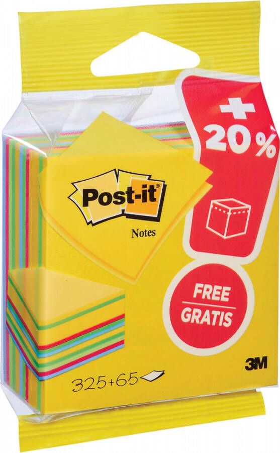 Post-It Notes kubus ft 76 mm x 76 mm Ultra blok van 325 + 65 vel gratis op blister