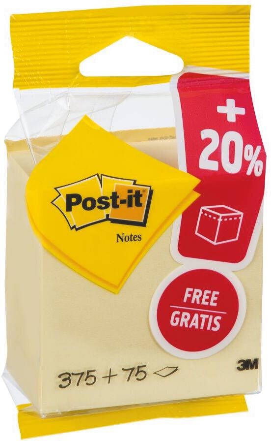 Post-it Post it Notes kubus ft 76 x 76 mm geel blok van 450 vel op blister