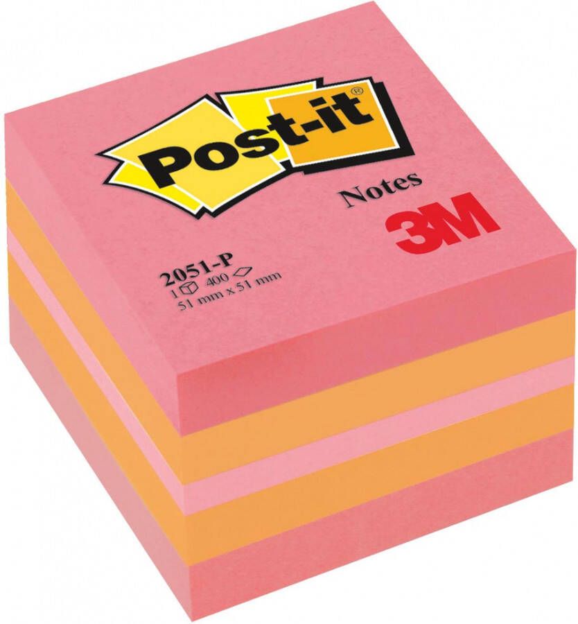 Post-It Notes mini kubus 400 vel ft 51 x 51 mm roze