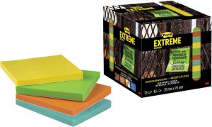 Post-it Extreme Notes ft 76 mm x 76 mm 12 blokken van 45 blaadjes geassorteerde kleuren