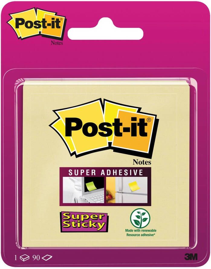 Post-It Super Sticky notes 90 vel ft 76 x 76 mm geel