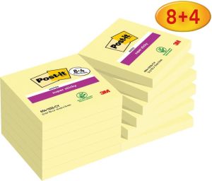 Post-It Super Sticky notes Canary Yellow 90 vel ft 76 x 76 mm 8 + 4 GRATIS