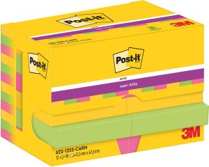 Post-It Super Sticky Notes Carnival 90 vel ft 47 6 x 47 6 mm pak van 12 blokken