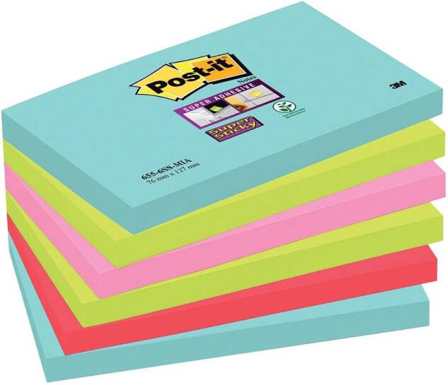 Post-It Super Sticky notes Cosmic 90 vel ft 76 x 127 mm pak van 6 blokken