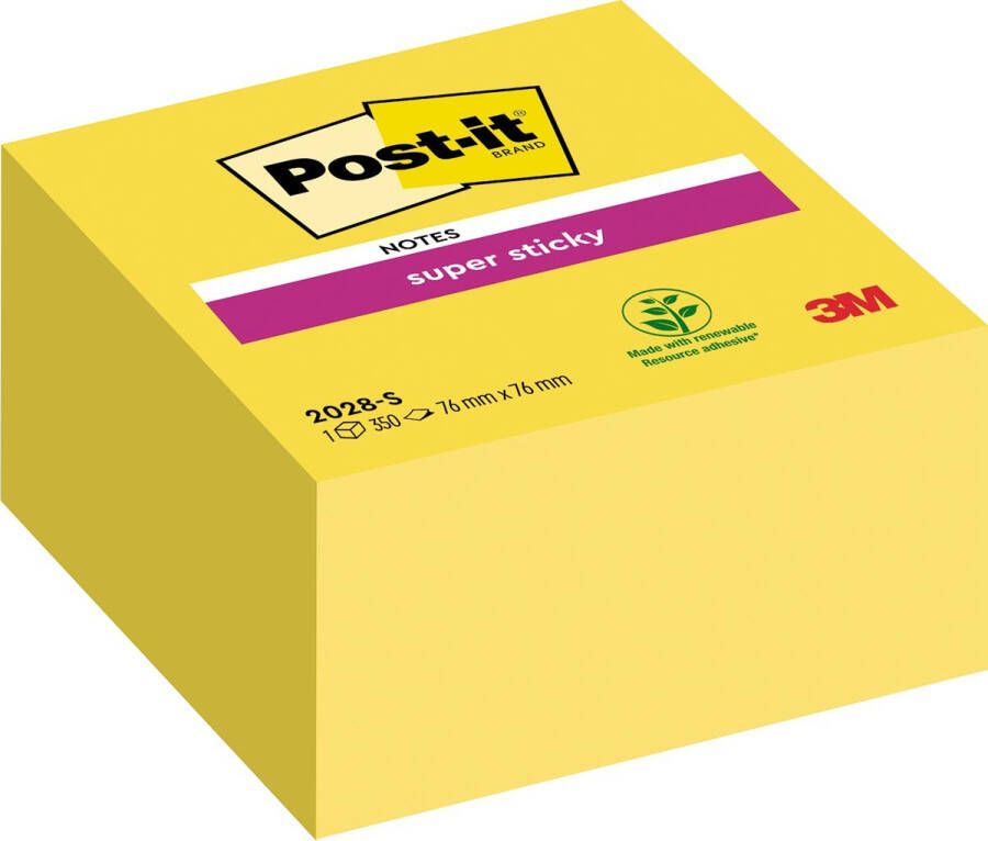 Post-It Super Sticky notes kubus 350 vel ft 76 x 76 mm neongeel