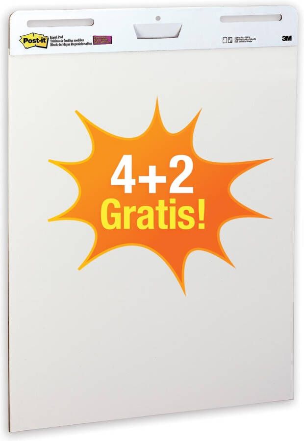 Post-It Super Sticky Post-it meeting chart ft 63 5 x 77 5 cm blanco 30 vel pak van 4 + 2 gratis