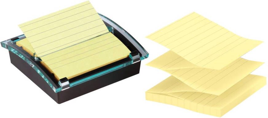 Post-it Super Sticky Post-it Super Stcicky z-notes dispenser Millenium zwart met 1 blok ft 101 x 101 mm gelijnd geel