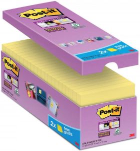 Post-It Super Sticky notes 90 vel ft 76 x 76 mm geel pak van 14 blokken + 2 gratis