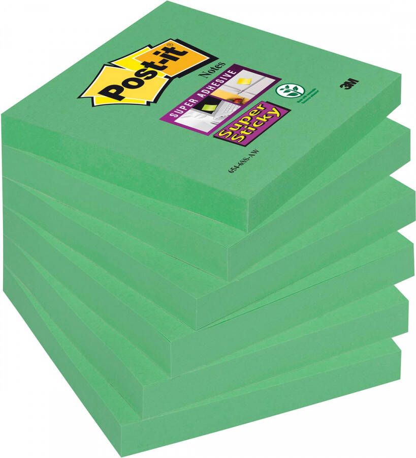 Post-It Super Sticky notes 90 vel ft 76 x 76 mm pak van 6 blokken groen (clover green)
