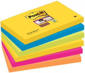 Post-It Super Sticky notes Carnival 90 vel ft 76 x 127 mm pak van 6 blokken