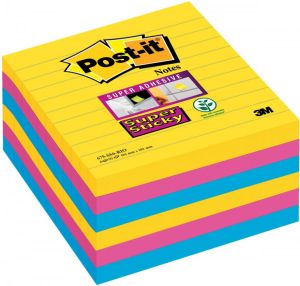 Post-It Super Sticky notes XL Carnival 70 vel ft 101 x 101 mm gelijnd geassorteerde kleuren pak van