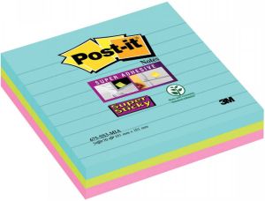 Post-It Super Sticky notes XL Cosmic 70 vel ft 101 x 101 mm gelijnd geassorteerde kleuren pak van 3