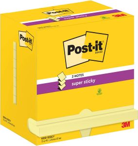 Post-It Super Sticky Z-Notes 90 vel ft 76 x 127 mm geel pak van 12 blokken