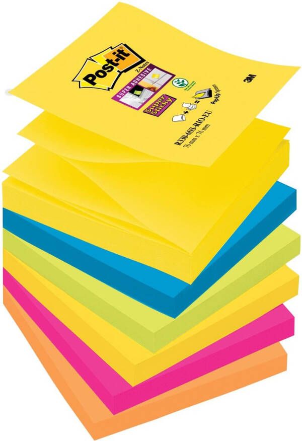 Post-It Super Sticky Z-notes Carnival 90 vel ft 76 x 76 mm pak van 6 blokken