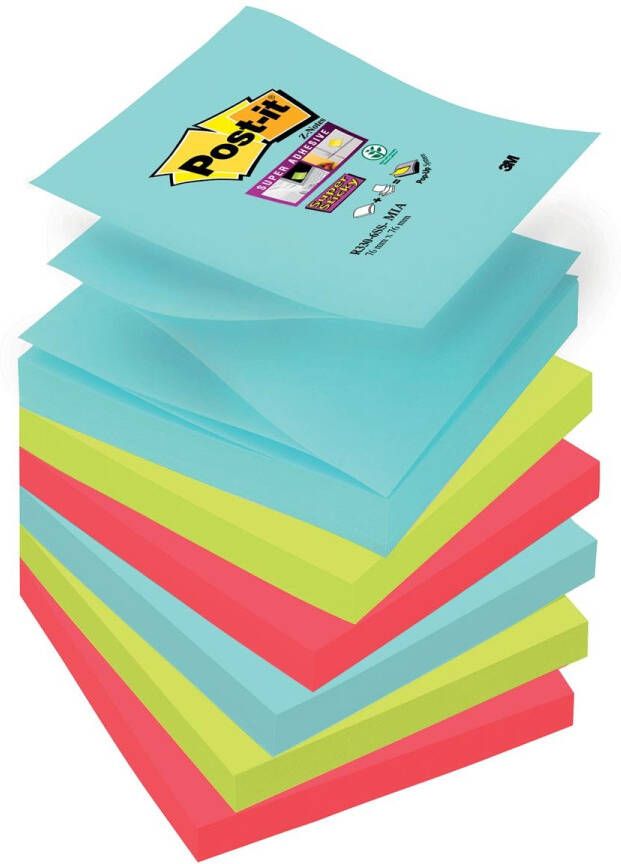 Post-It Super Sticky Z-notes Cosmic 90 vel ft 76 x 76 mm pak van 6 blokken