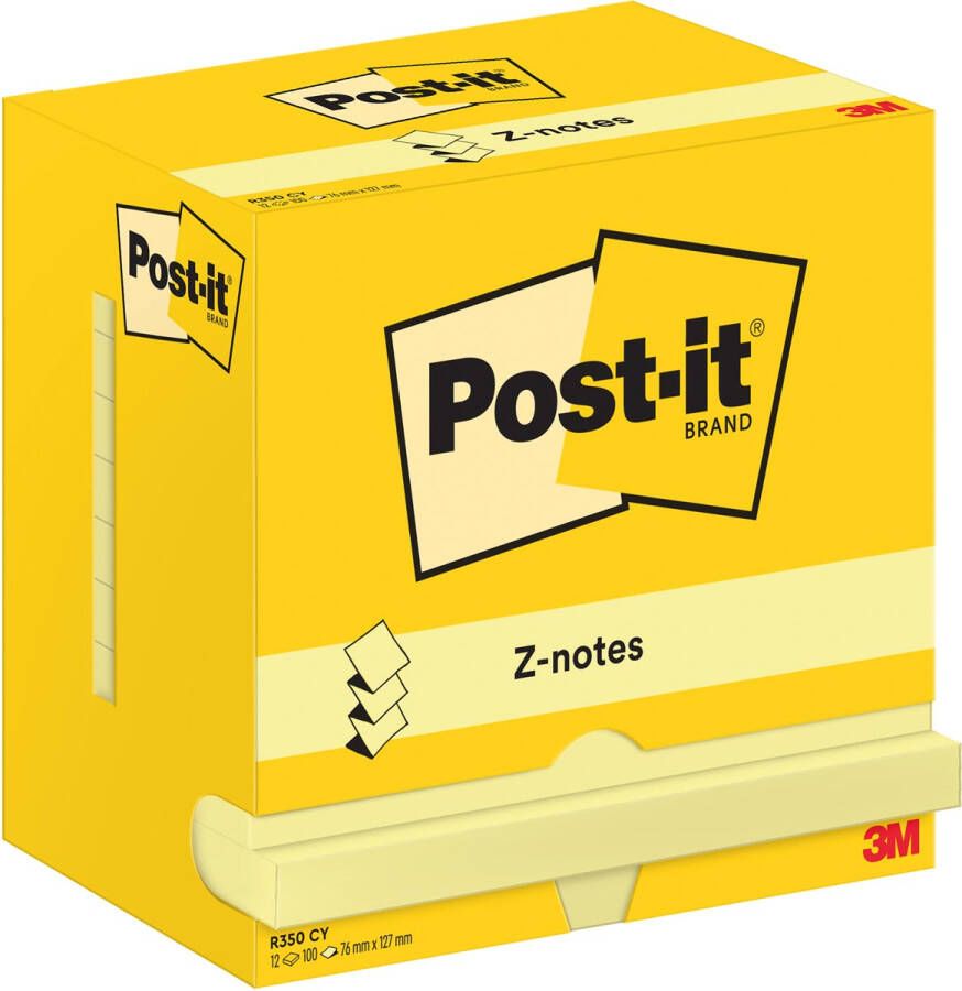 Post-it z-notes 100 vel ft 76 x 127 mm geel pak van 12 blokken