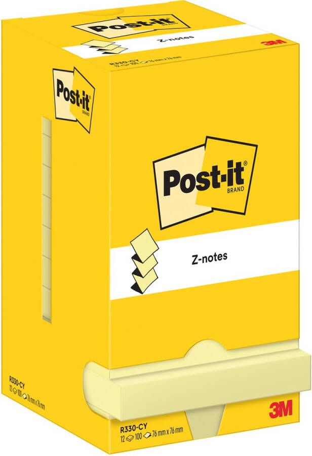 Post-it z-notes 100 vel ft 76 x 76 mm geel pak van 12 blokken