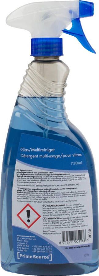 Primesource glas- en multireiniger spray van 750 ml