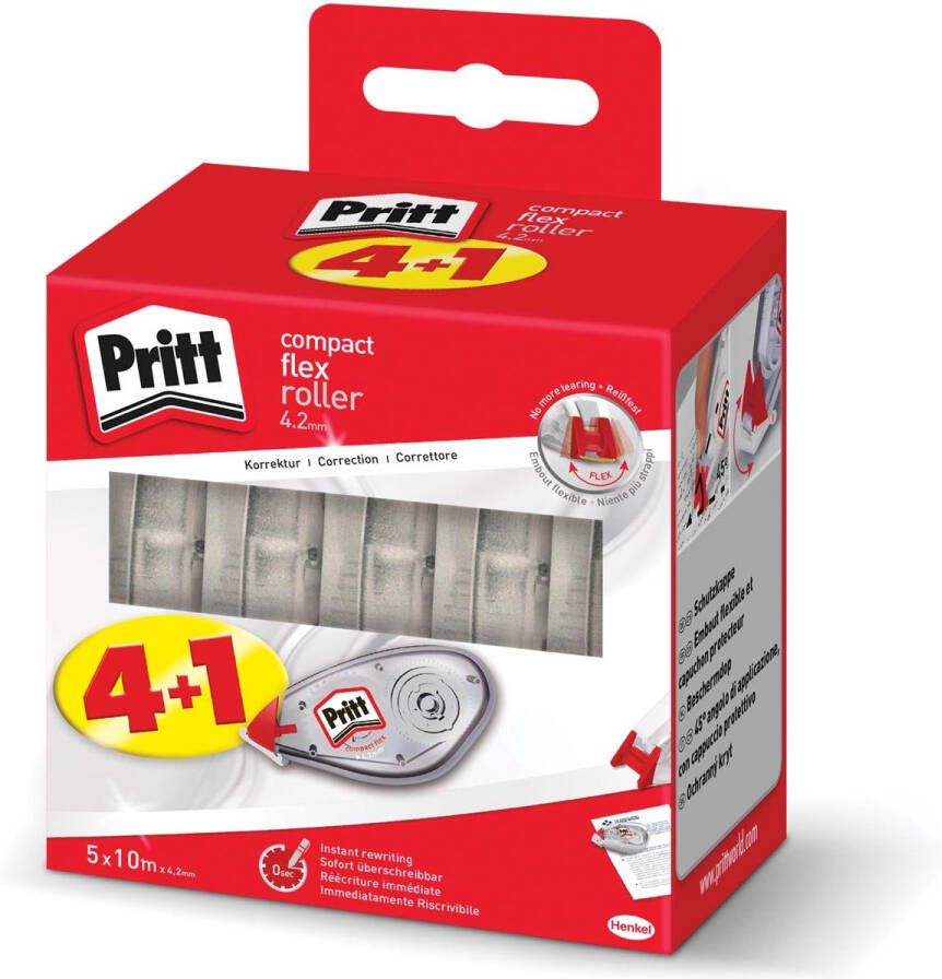 Pritt Correctieroller Compact Flex 4.2mmx10m valuepack Ã  4 1 gratis