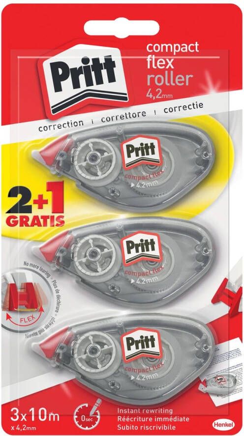Pritt correctieroller Compact Flex 4 2 mm x 10 m blister 2 + 1 gratis