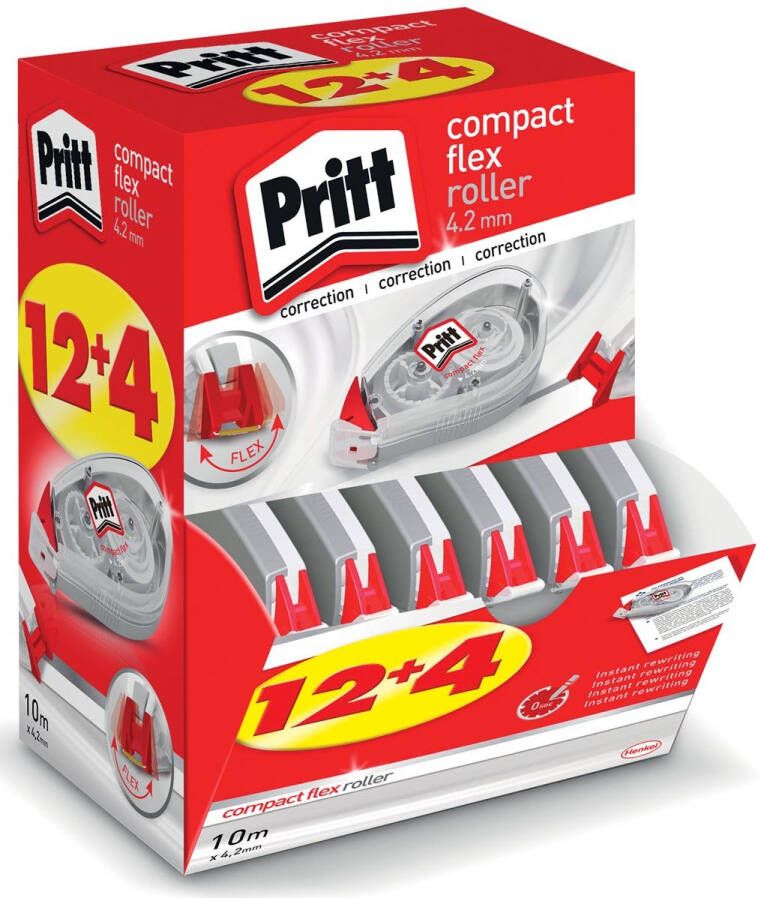 Pritt Correctieroller Compact Flex 4.2mmx 10m promo pack Ã  12 4 gratis