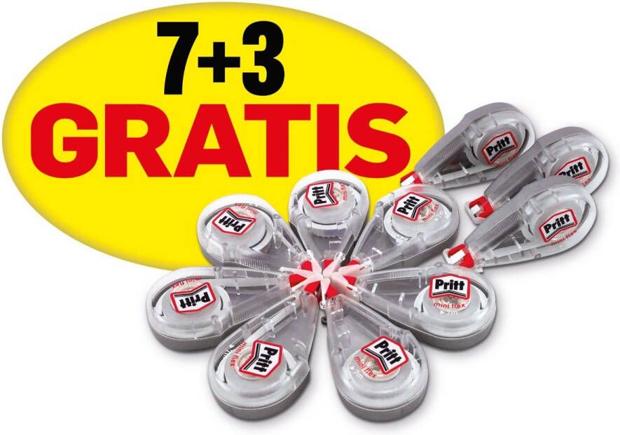 Pritt Correctieroller Mini Flex 4.2mmx7m promo pack Ã  7 3 gratis